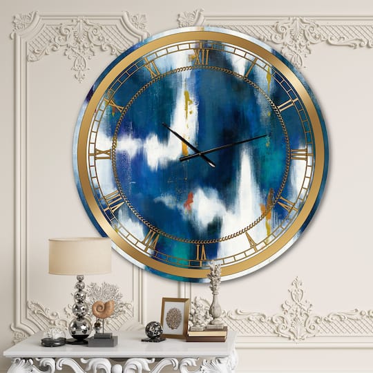 Designart 'Blue Glam Texture Ii Glam Wall Clock